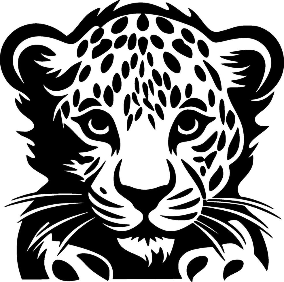 léopard bébé, noir et blanc vecteur illustration