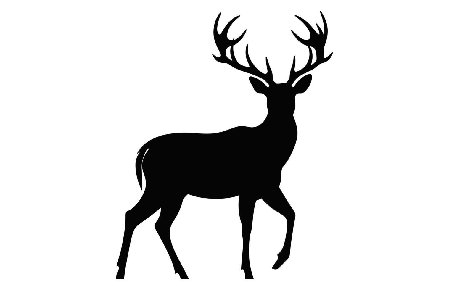 cerf silhouette vecteur isolé sur une blanc arrière-plan, cerf ramure noir clipart