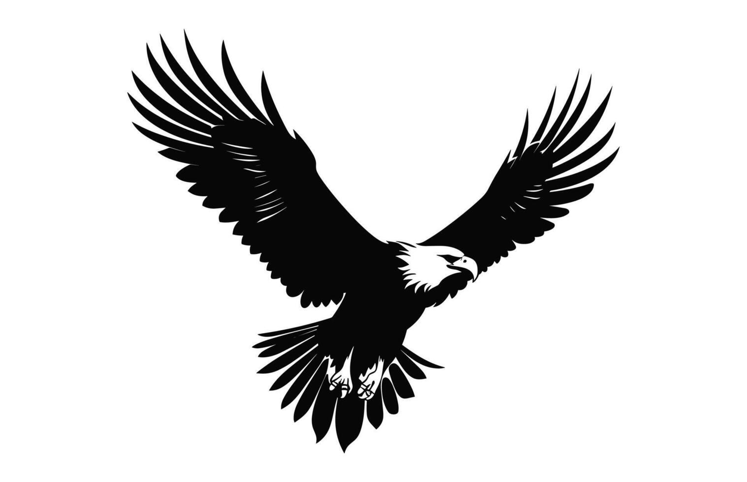 en volant chauve Aigle noir et blanc silhouette vecteur, une chauve Aigle noir clipart isolé sur une blanc Contexte vecteur