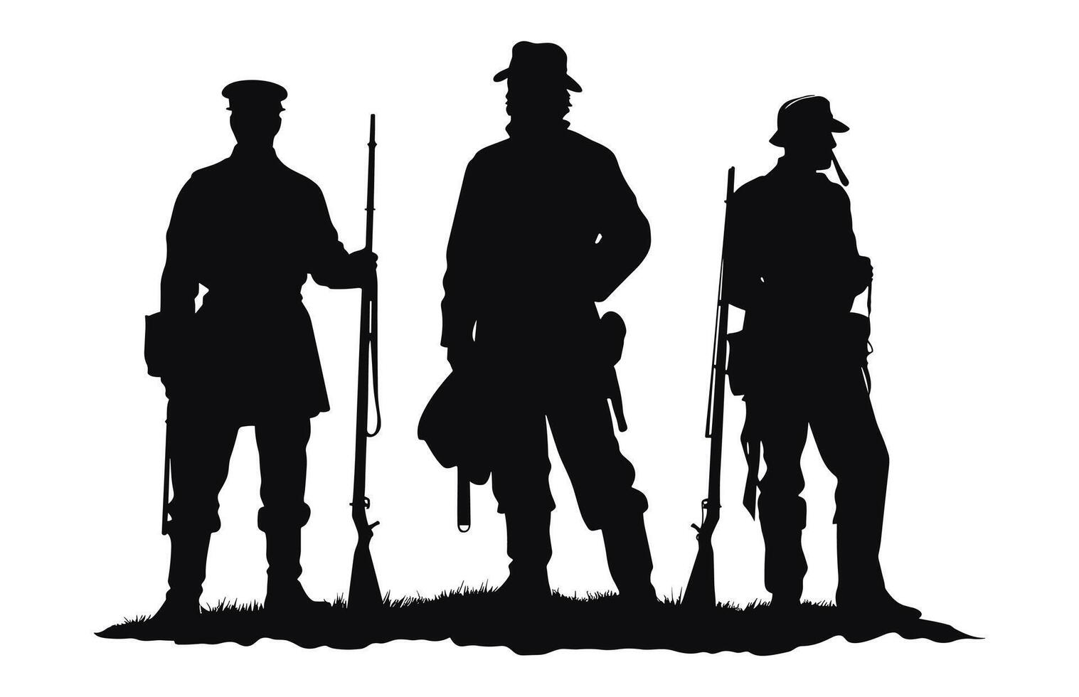 américain civil guerre soldats silhouette vecteur, civil guerre soldat noir silhouettes vecteur