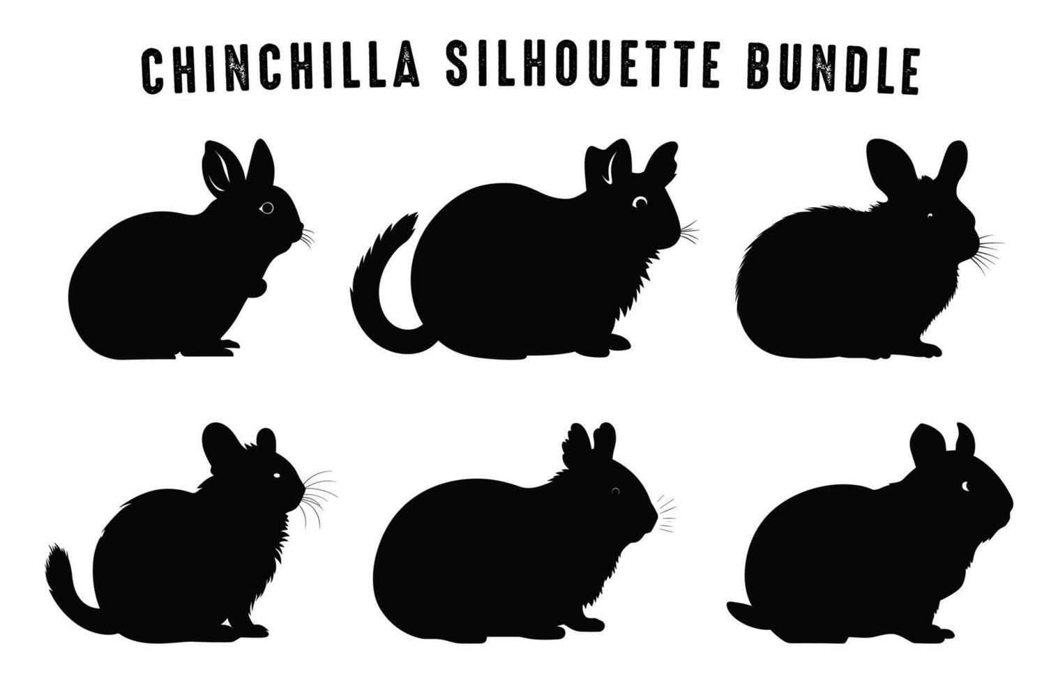 chinchilla silhouettes vecteur ensemble, hamster silhouette empaqueter, chinchilla animal noir clipart collection