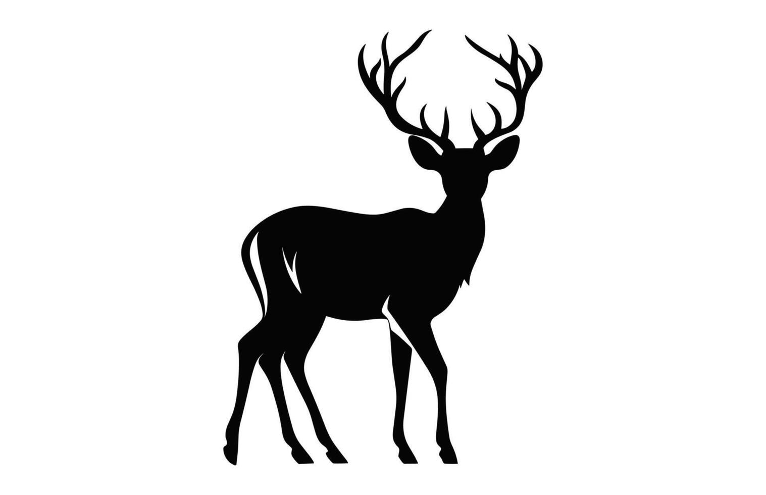 cerf noir silhouette vecteur isolé sur une blanc arrière-plan, cerf ramure clipart