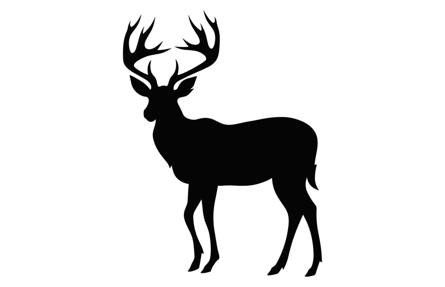 cerf silhouette vecteur isolé sur une blanc arrière-plan, cerf ramure noir clipart