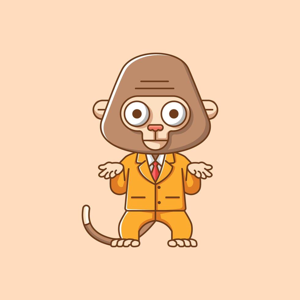 mignonne singe homme d'affaire costume Bureau ouvriers dessin animé animal personnage mascotte icône plat style illustration concept 1 vecteur