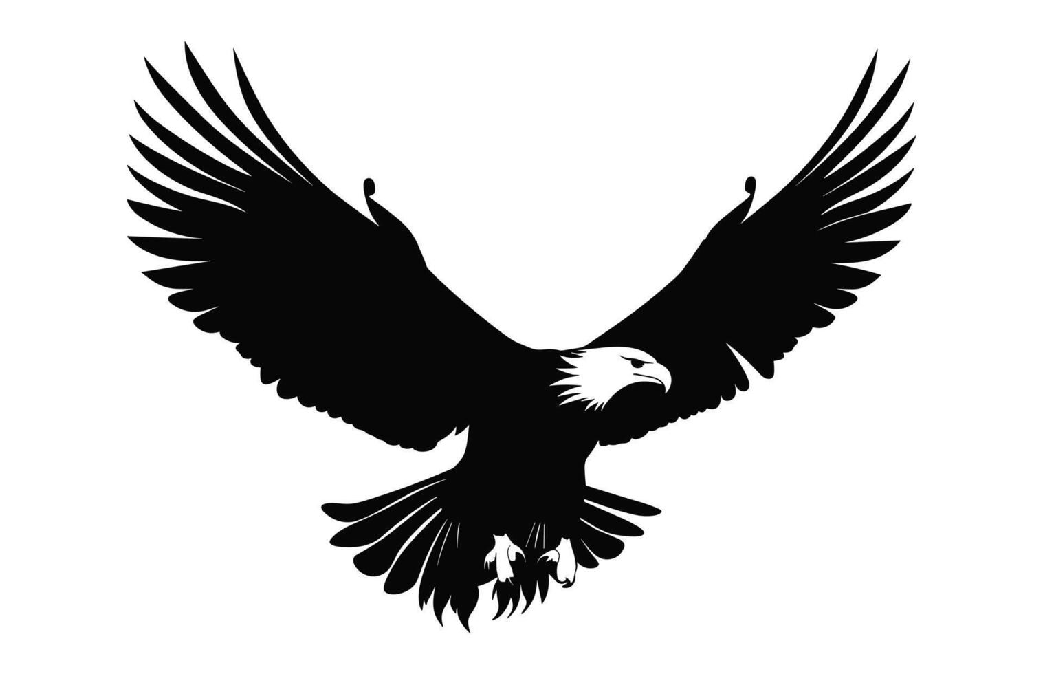 en volant chauve Aigle noir et blanc silhouette vecteur, une chauve Aigle noir clipart isolé sur une blanc Contexte vecteur