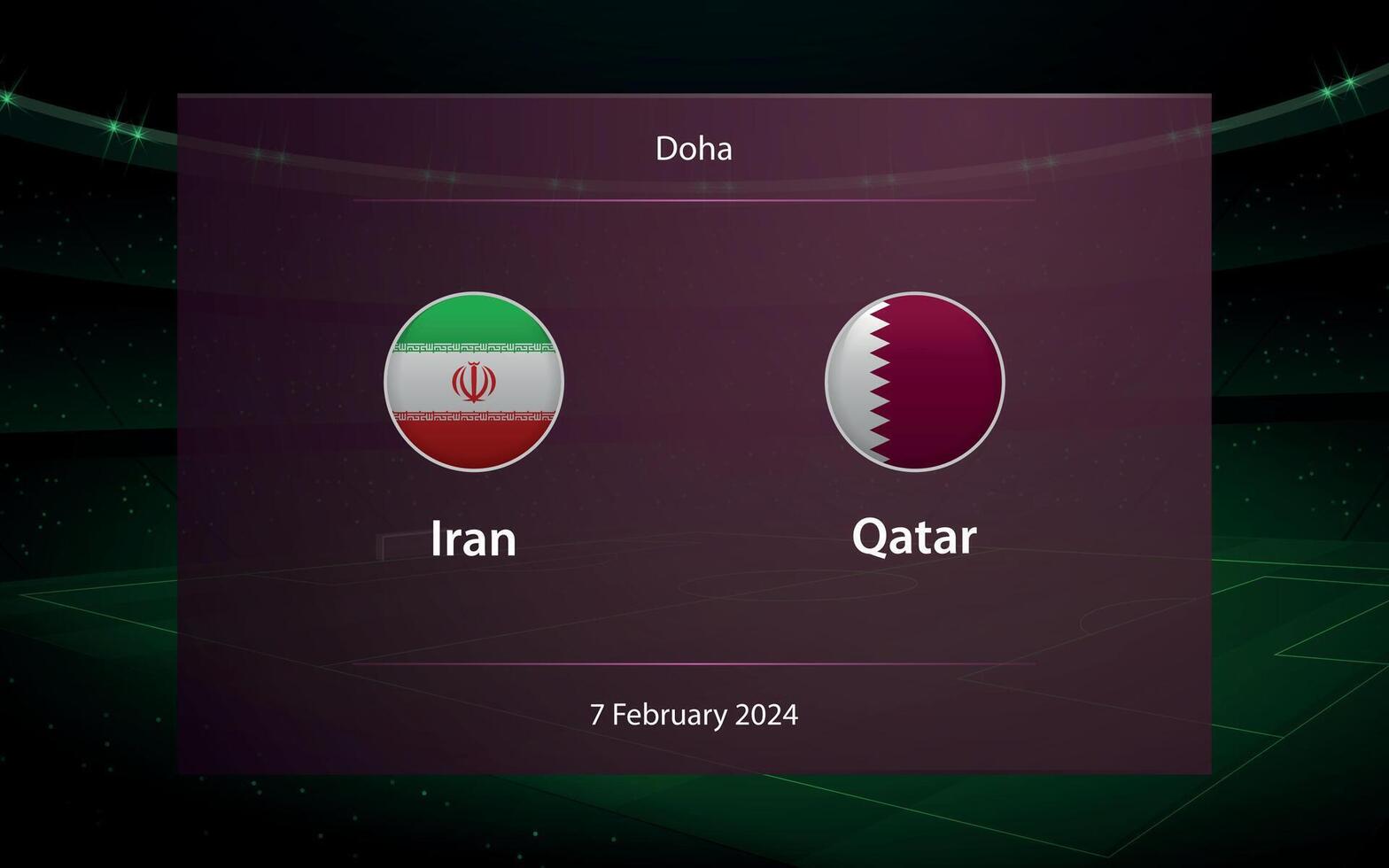 J'ai couru contre Qatar. Assommer demi-finale étape Asie 2023, football tableau de bord vecteur