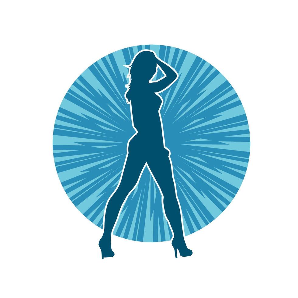 silhouette de une femelle Danseur dans action pose. silhouette de une svelte femme dans dansant pose. vecteur