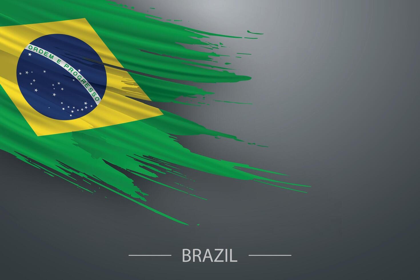 3d grunge brosse accident vasculaire cérébral drapeau de Brésil vecteur