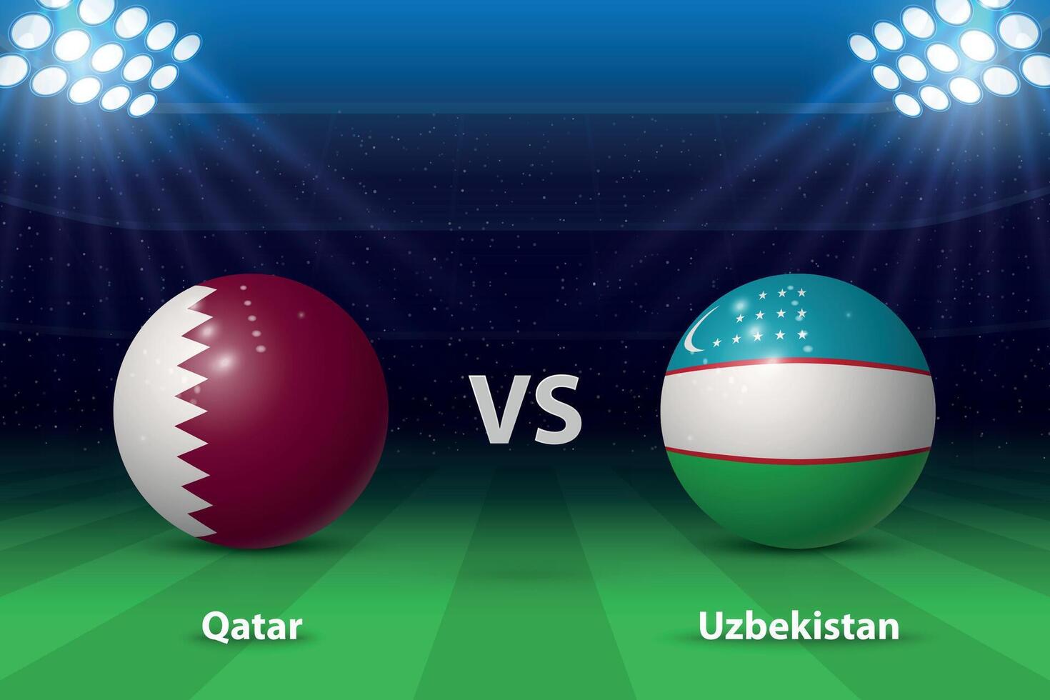 Qatar contre Ouzbékistan. Assommer étape Asie 2023, football tableau de bord vecteur