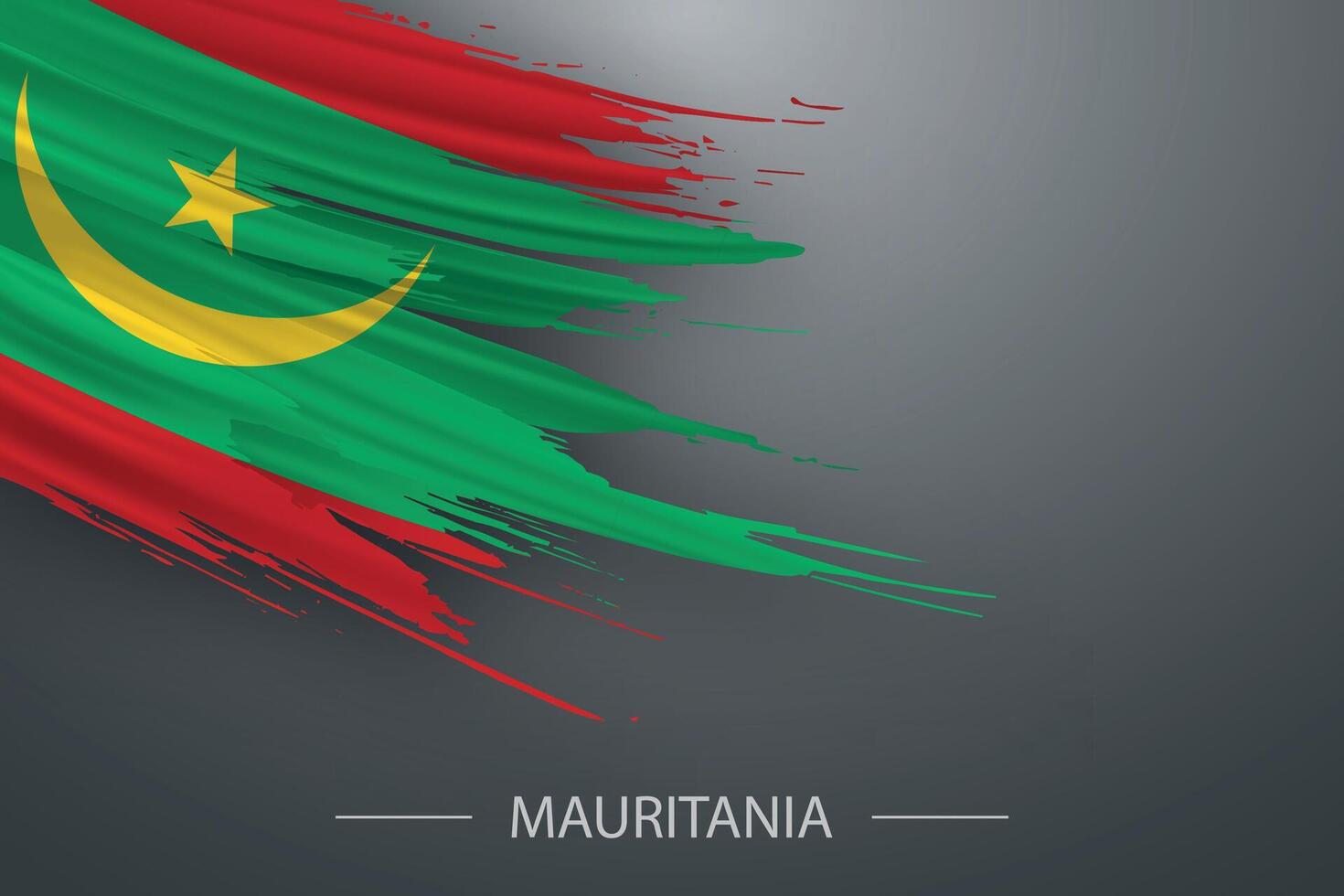 3d grunge brosse accident vasculaire cérébral drapeau de Mauritanie vecteur