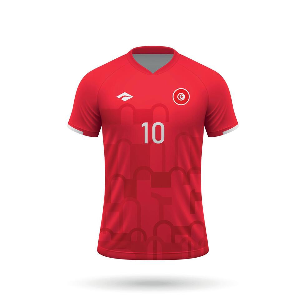 3d réaliste football Jersey Tunisie nationale équipe 2024 vecteur