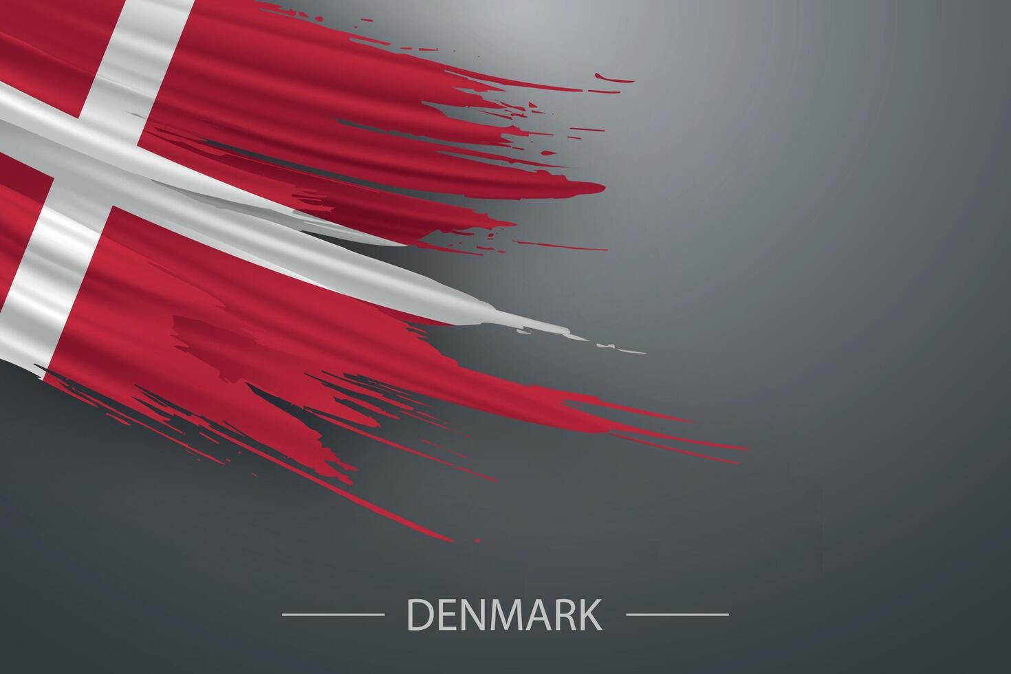 3d grunge brosse accident vasculaire cérébral drapeau de Danemark vecteur