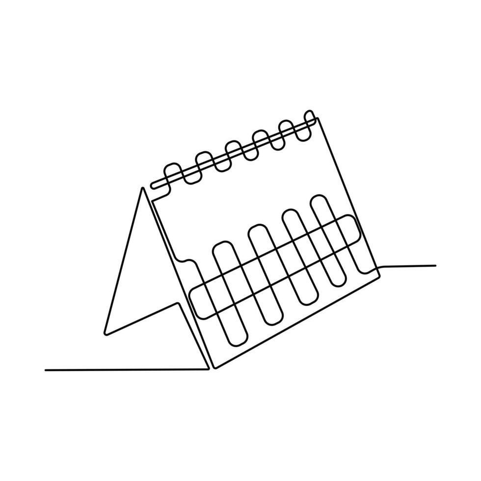 un ligne table calendrier continu vecteur art dessin et Célibataire contour illustration