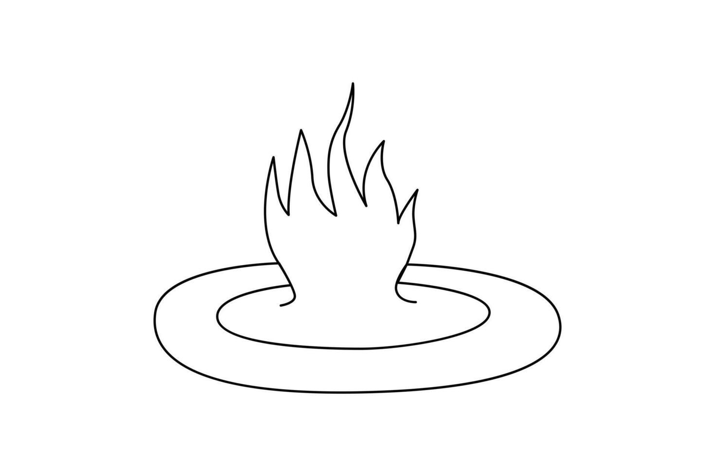 continu une seule ligne feu dessin et contour Feu concept art illustration vecteur