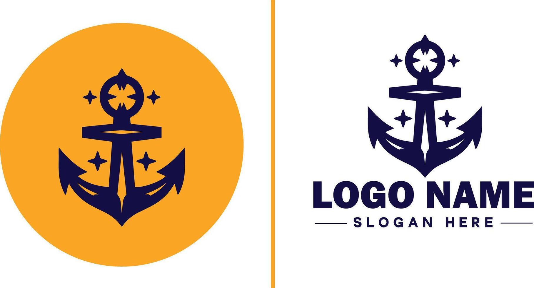 ancre logo icône vecteur pour navire yacht luxe Marin ancre icône logo modèle