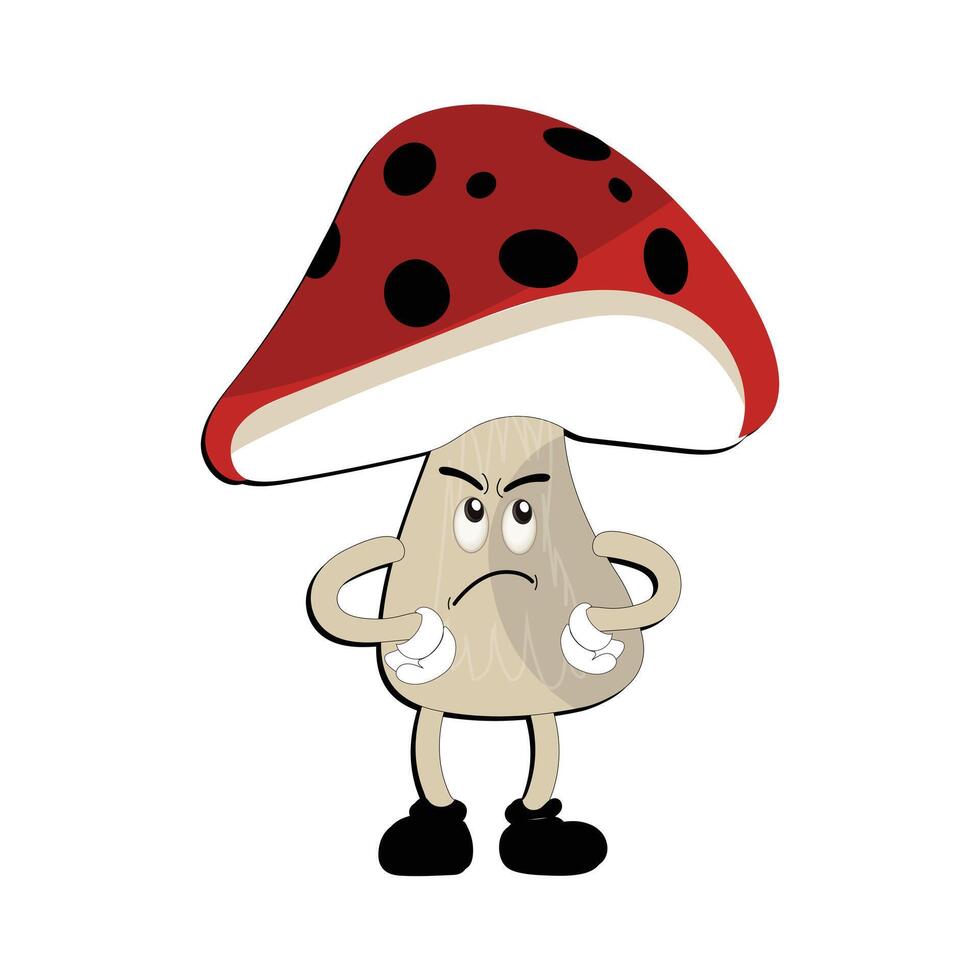 champignon personnage conception différent expression dans ancien style, kawaii champignon dessin animé mascotte personnage vecteur illustration. eps dix