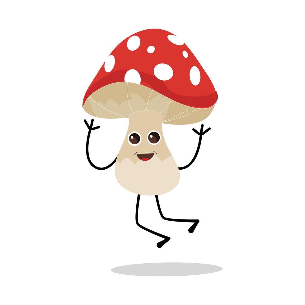 champignon personnage conception différent expression dans ancien style, kawaii champignon dessin animé mascotte personnage vecteur illustration. eps dix