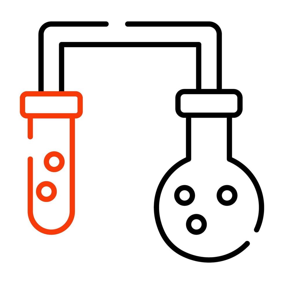 tester tube connecté avec ballon, icône de expérience vecteur