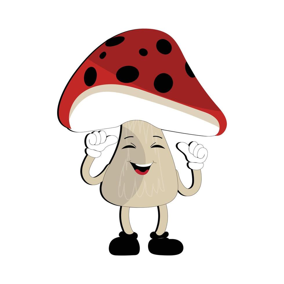 champignon personnage conception différent expression dans ancien style, kawaii champignon dessin animé mascotte personnage vecteur illustration. eps dix