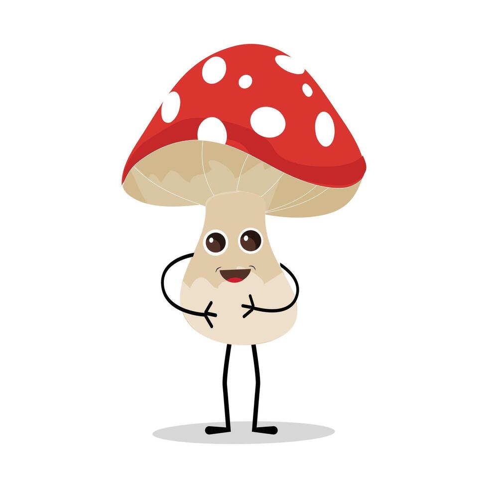 champignon personnage conception différent expression dans ancien style, kawaii champignon dessin animé mascotte personnage vecteur illustration. eps dix