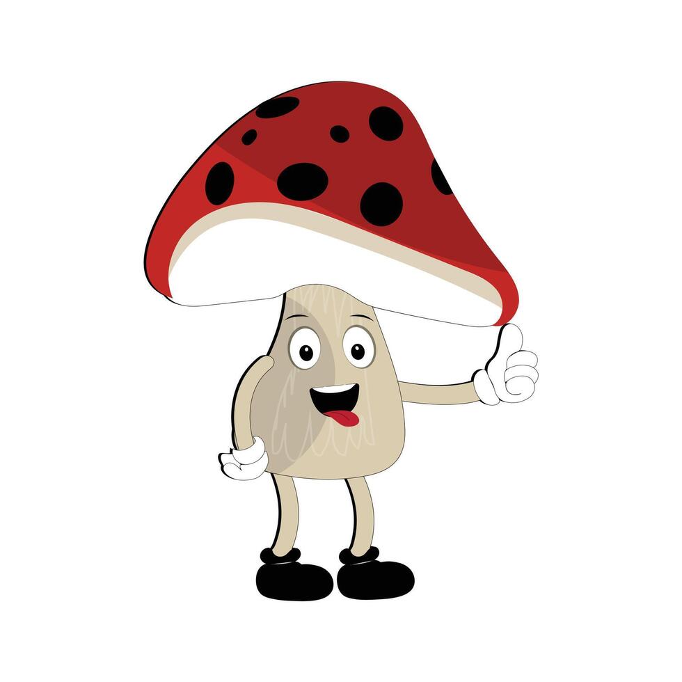 champignon personnage conception différent expression dans ancien style, kawaii champignon dessin animé mascotte personnage vecteur illustration. eps dix