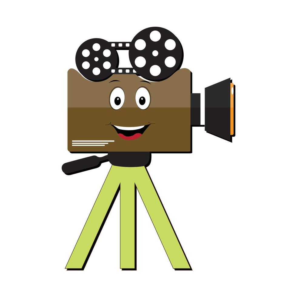 film caméra mascottes personnage, rétro film film mascotte dessin animé style vecteur main tiré illustration, adapté pour cinéma et enfants réalisation thèmes