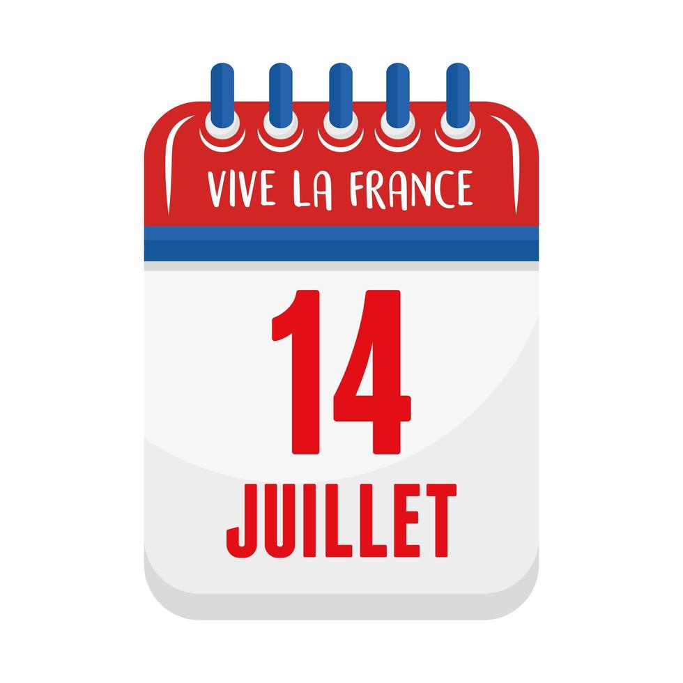 joyeux calendrier du jour de la bastille vecteur