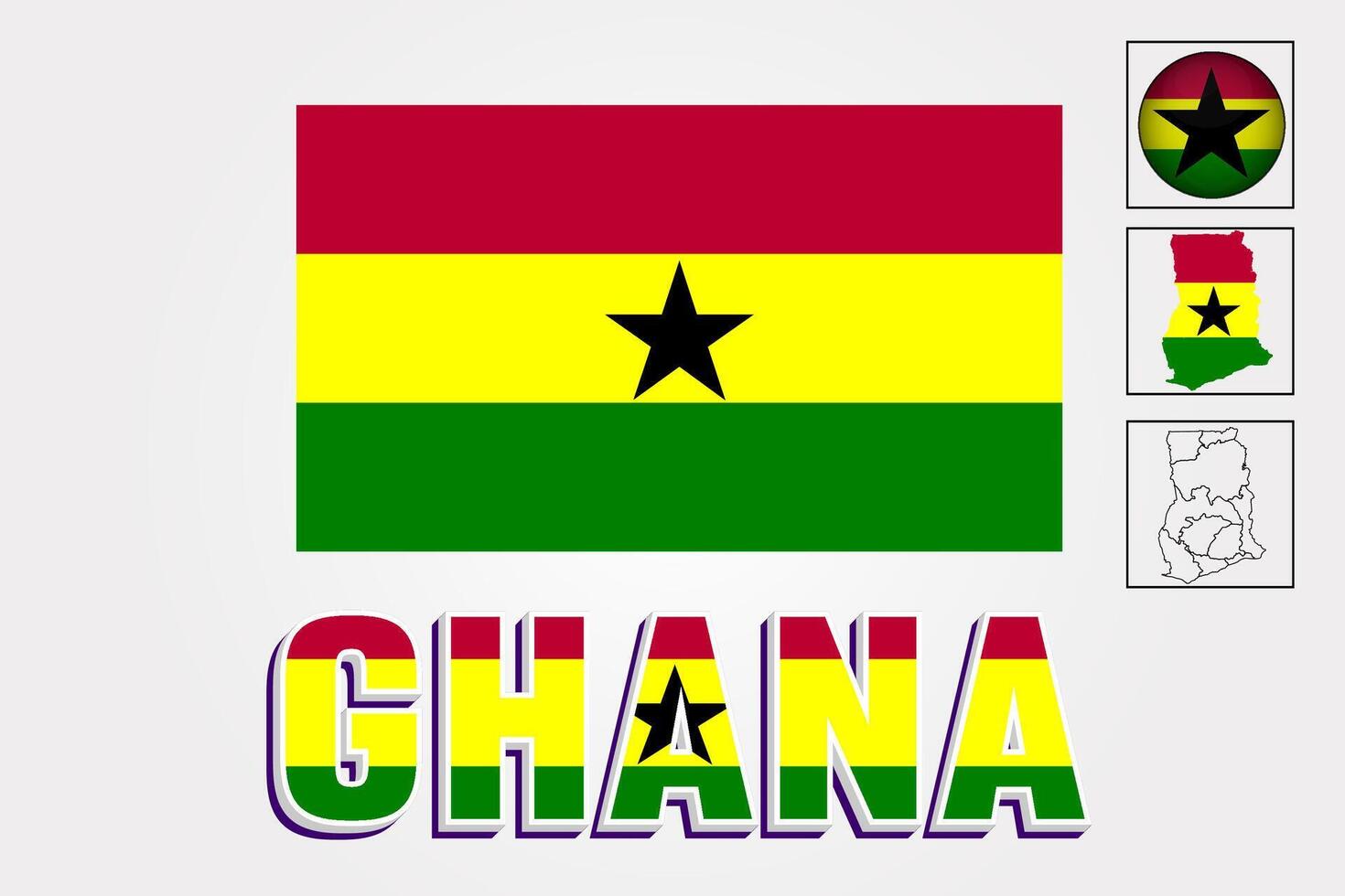 Ghana drapeau et carte dans vecteur illustration