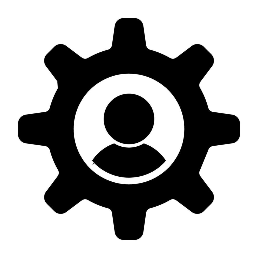 avatar à l'intérieur de l'engrenage, icône de la gestion des ressources vecteur