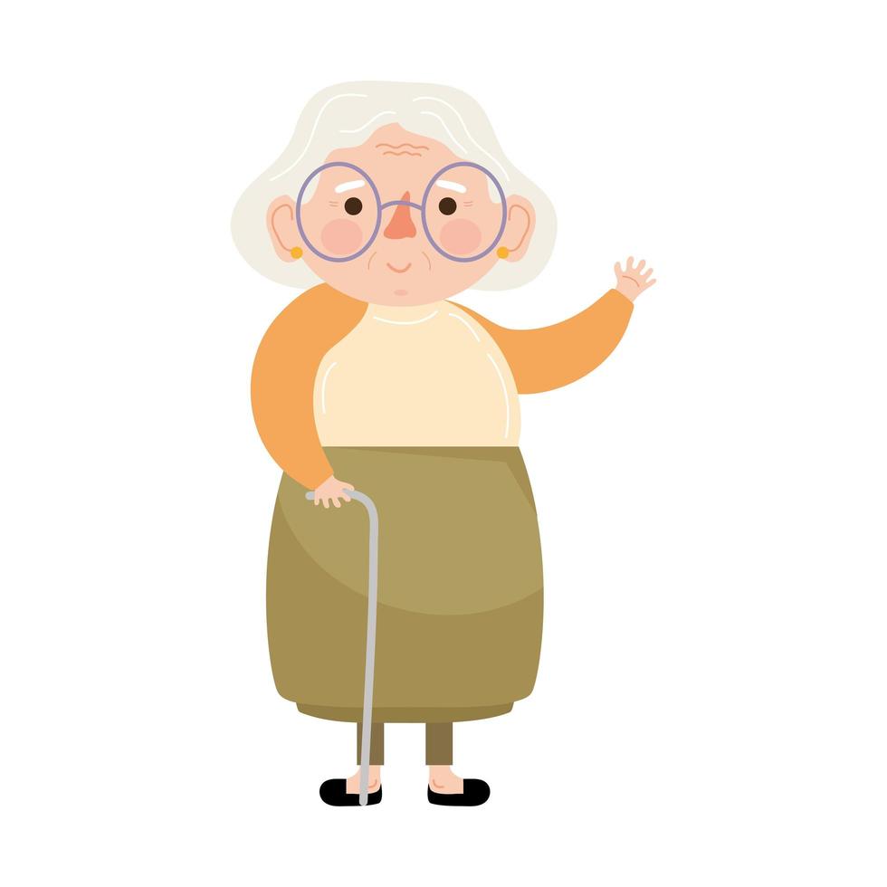 grand-mère avec canne vecteur