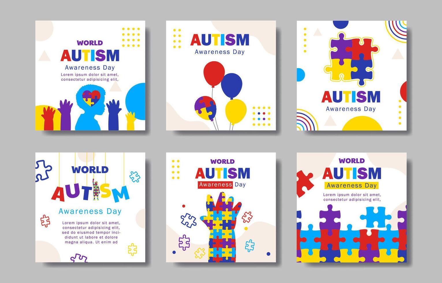 ensemble de monde autisme conscience journée affiche pour social médias poste, bannière, couverture, Contexte vecteur
