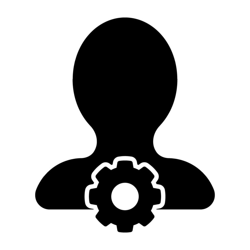avatar avec engrenage, icône de utilisateur réglage vecteur