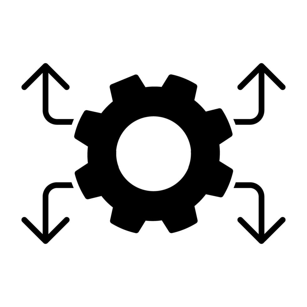 équipement avec flèches mettant en valeur réseau réglage icône vecteur