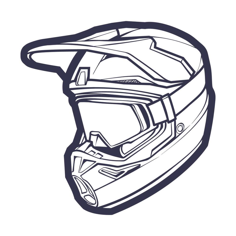 ligne art moto casque isolé sur blanc Contexte vecteur illustration