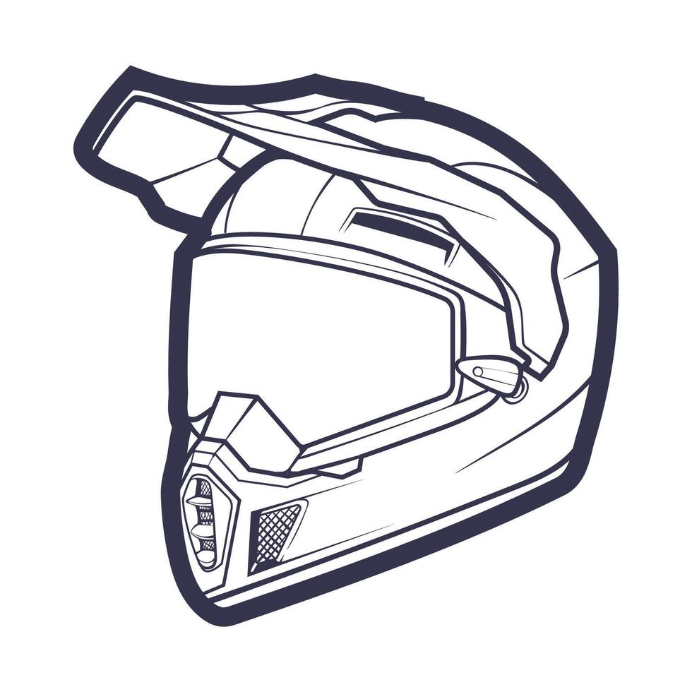 ligne art moto casque isolé sur blanc Contexte vecteur illustration