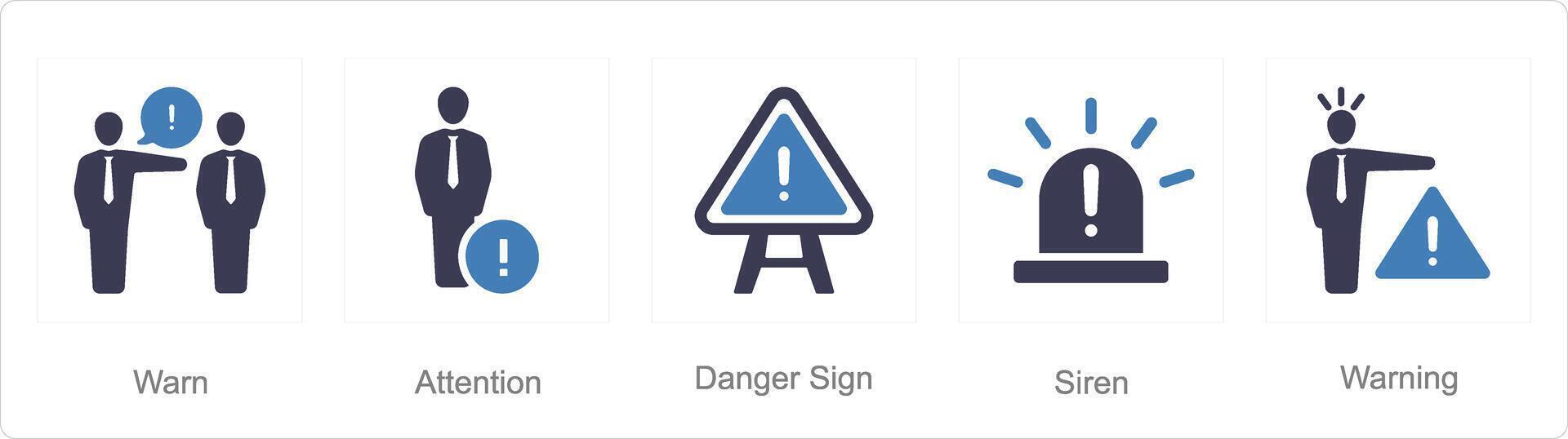 une ensemble de 5 danger danger Icônes comme avertir, attention, danger signe vecteur