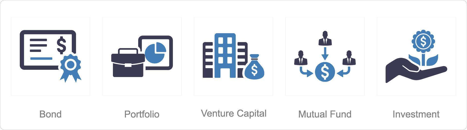 une ensemble de 5 investissement Icônes comme lier, portefeuille, entreprise Capitale vecteur