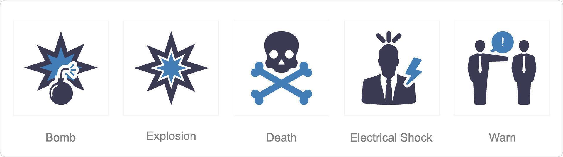 une ensemble de 5 danger danger Icônes comme bombe, explosion, décès, électrique choc vecteur