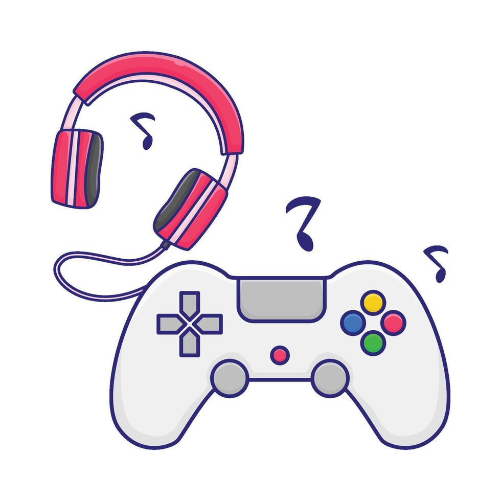 illustration de casque de musique avec Jeu console vecteur