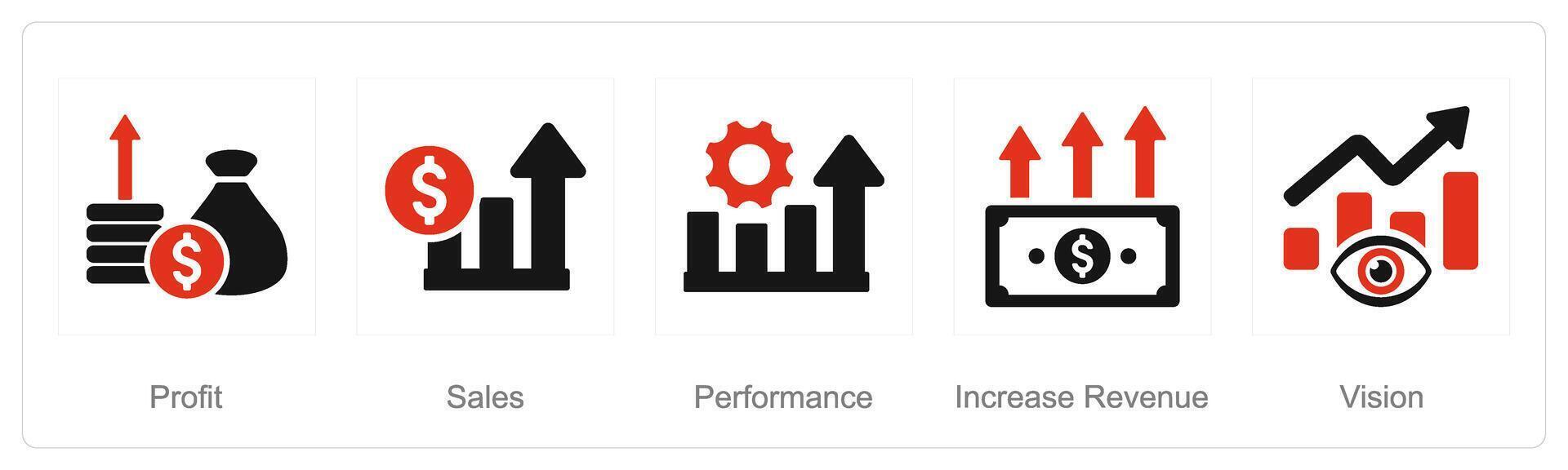 une ensemble de 5 augmenter vente Icônes comme profit, ventes, performance vecteur