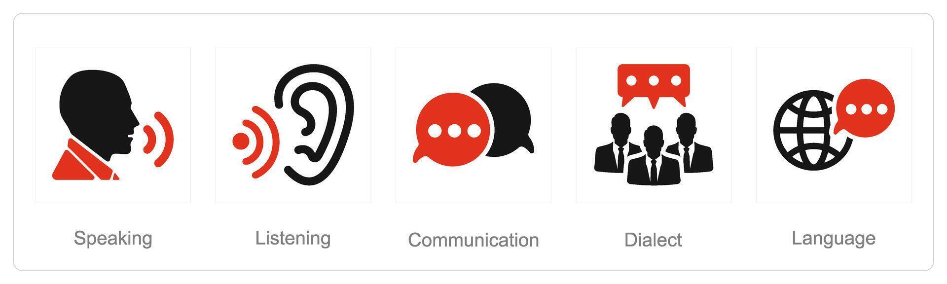 une ensemble de 5 Langue Icônes comme Parlant, écoute, la communication vecteur