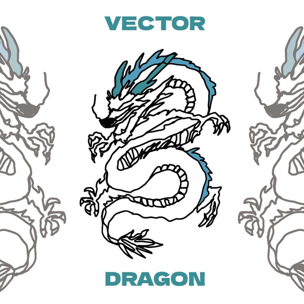 le dragon est dans le style de une dessin animé vecteur