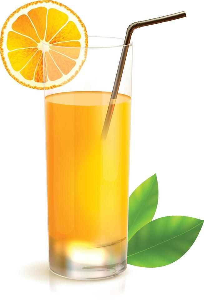 verre de Orange jus avec citron Frais Orange et verre avec jus. vecteur illustration.