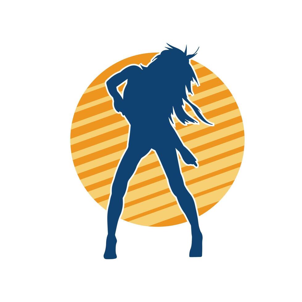 silhouette de une svelte femelle dans Danse pose. silhouette de une femme dansant. vecteur