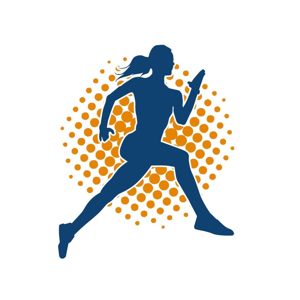 silhouette de une sportif femme dans fonctionnement pose. silhouette de une femelle courir pose. vecteur