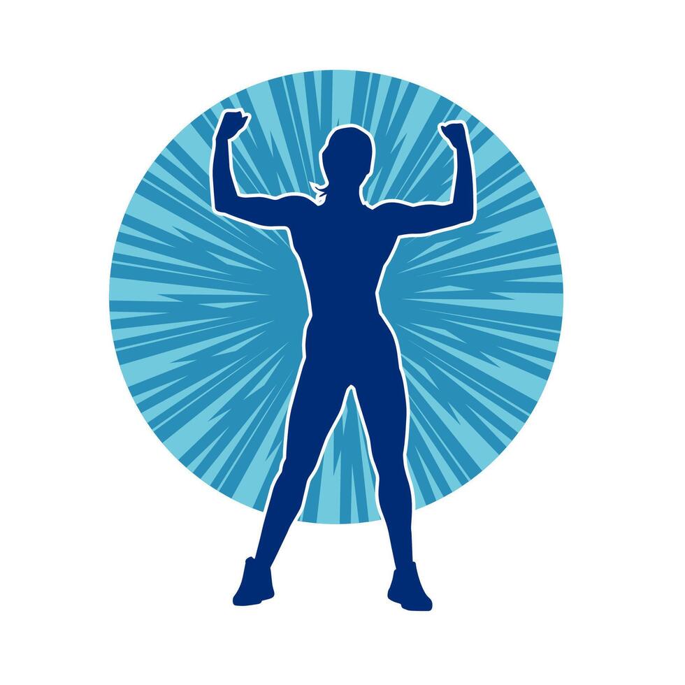 silhouette de svelte femelle Faire exercer. silhouette de une sportif femme Faire Gym faire des exercices pose. vecteur