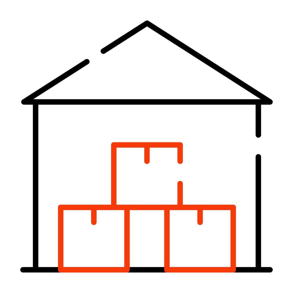 colis à l'intérieur bâtiment, icône de entrepôt vecteur