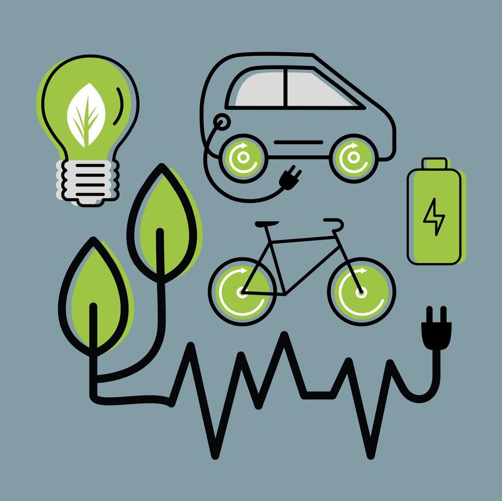 cinq icônes d'énergie verte vecteur