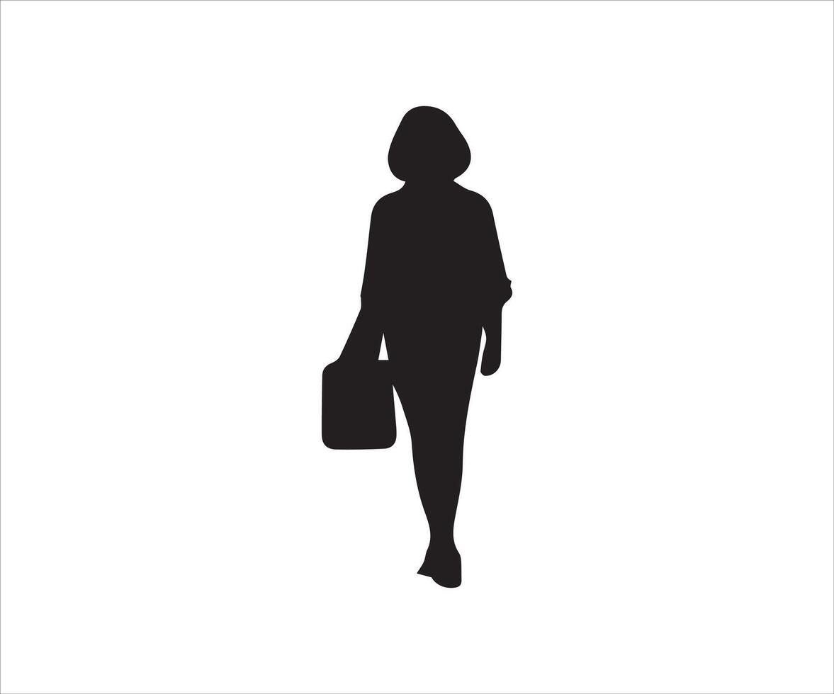 silhouette de une fille sur une blanc Contexte. vecteur illustration.