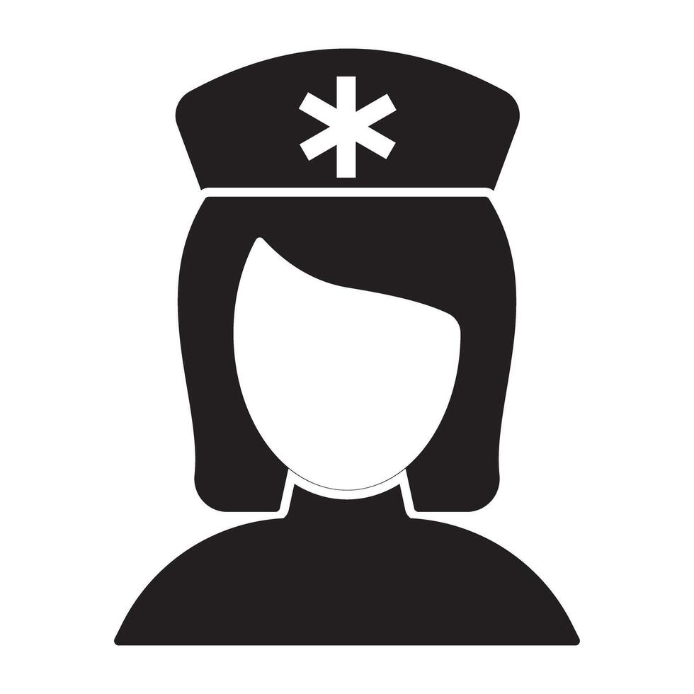 femelle avatar avec médical casquette, icône de infirmière vecteur